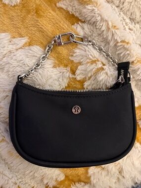 lululemon athletica Black Clutch with Silver Chain